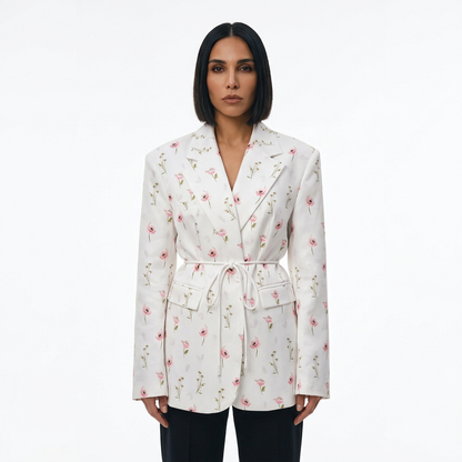 Bay Lara Women's Suit Jacket | Floral Print, Oversized Fit