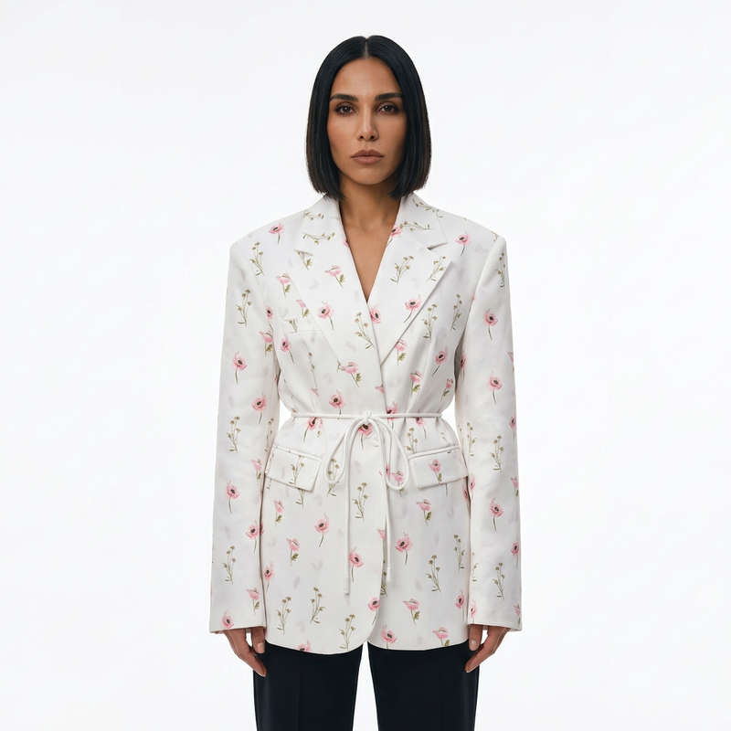 Bay Lara Women's Suit Jacket | Floral Print, Oversized Fit