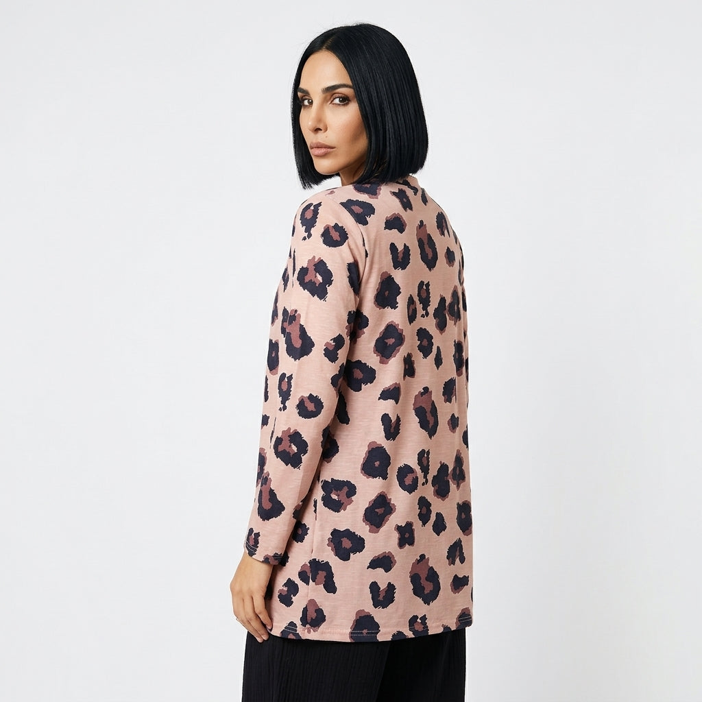 Cardigan long femme Dara | Boutonnage imprimé, tricot luxueux