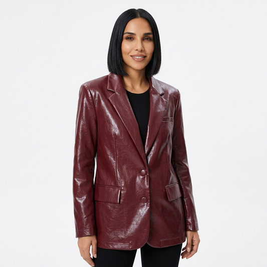 Elysia Women's Jacket | Dark Red PU Leather, Casual