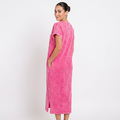 Zola Women's T-Shirt Dress | Exposed Seam, Washed Cotton