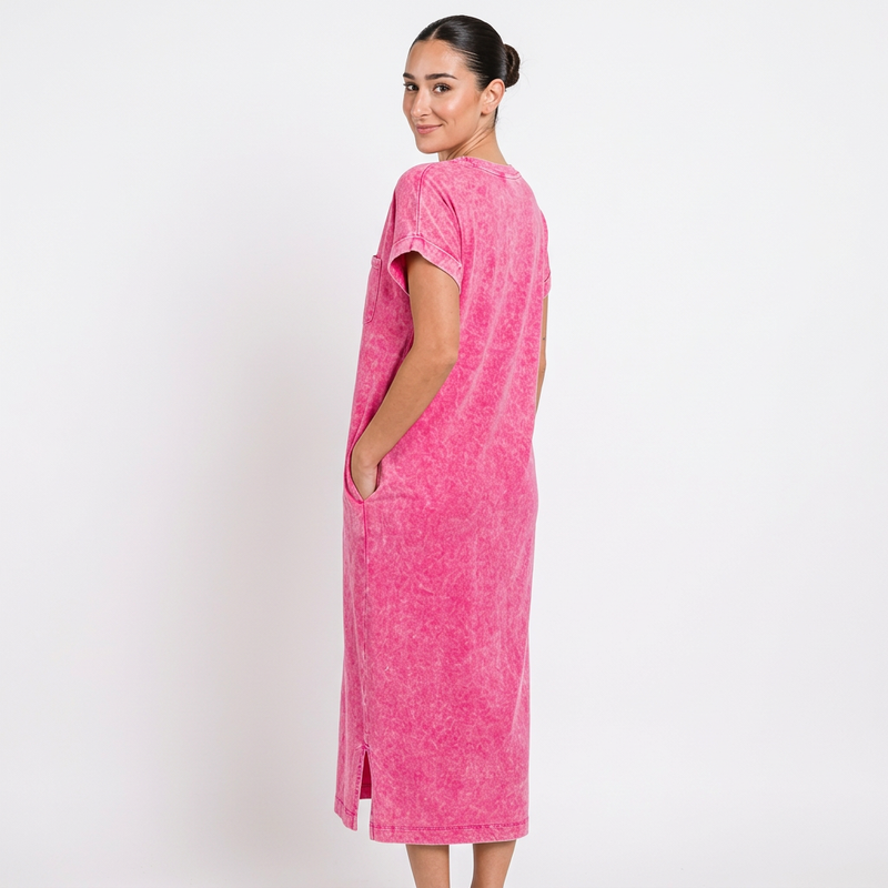 Zola Women's T-Shirt Dress | Exposed Seam, Washed Cotton