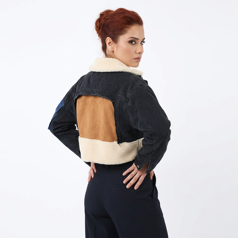 Daisy Women's Wool Coat | Slim Fit, Chic Patchwork Design