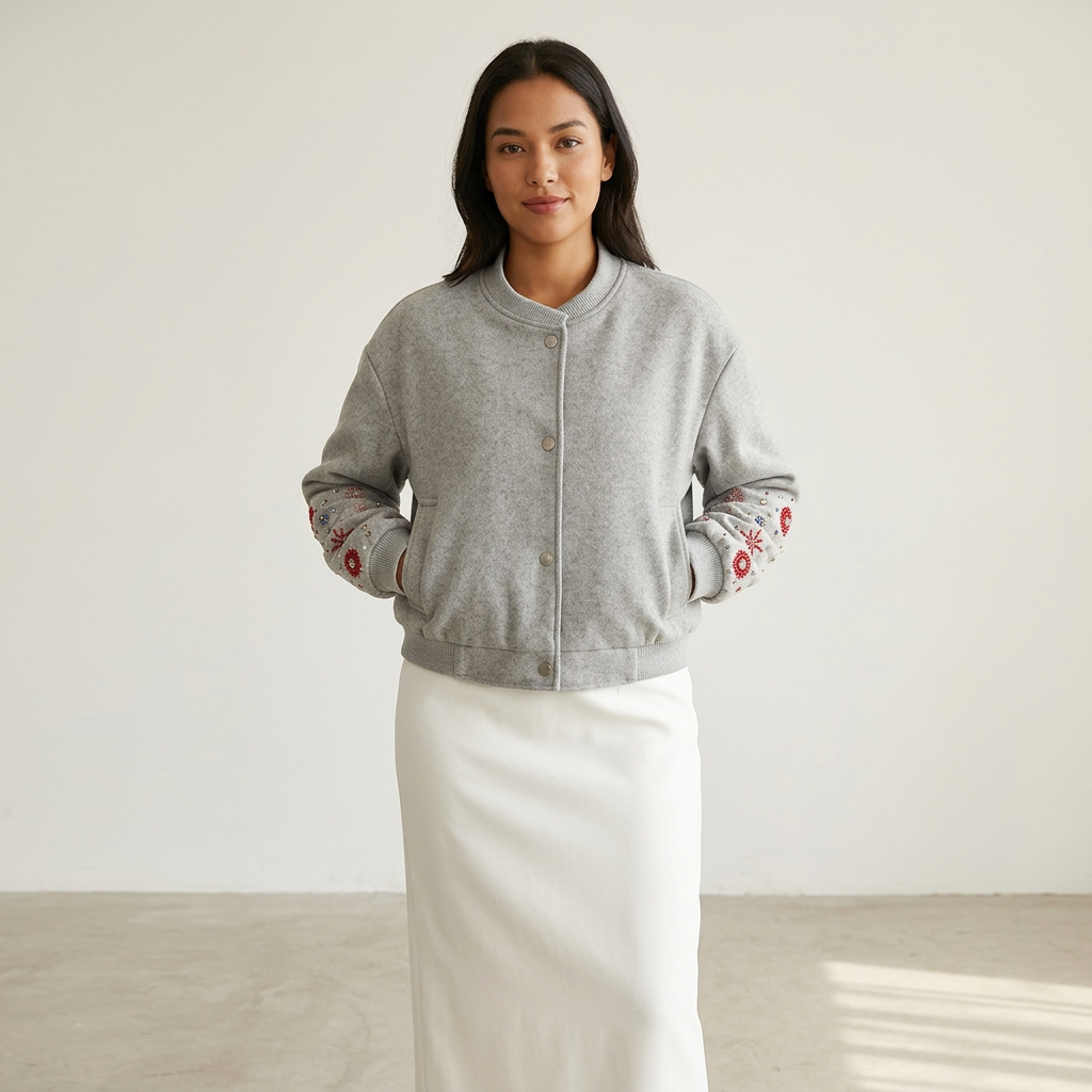 Mila Women's Jacket | Cropped Tweed Bomber, Stylish Design