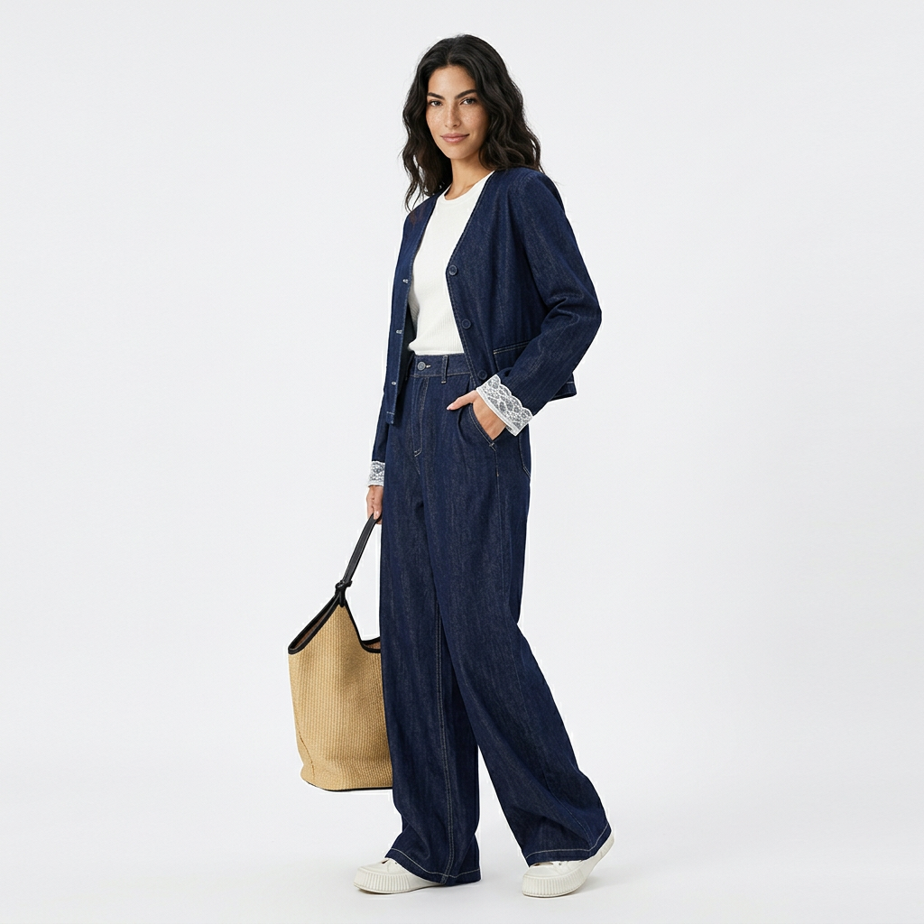 Quarry Vina Women's Pant Set | Vintage Lace Spliced Cuffs, Two Piece Autumn Style