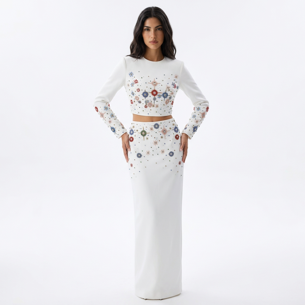 Conjunto de vestido para mujer Cora | Elegante de dos piezas, chaqueta de manga larga, falda lápiz