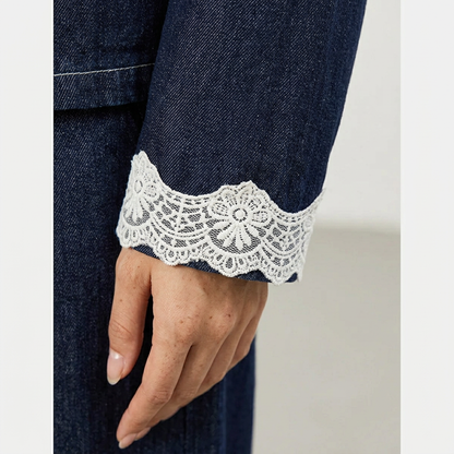 Quarry Vina Women's Pant Set | Vintage Lace Spliced Cuffs, Two Piece Autumn Style
