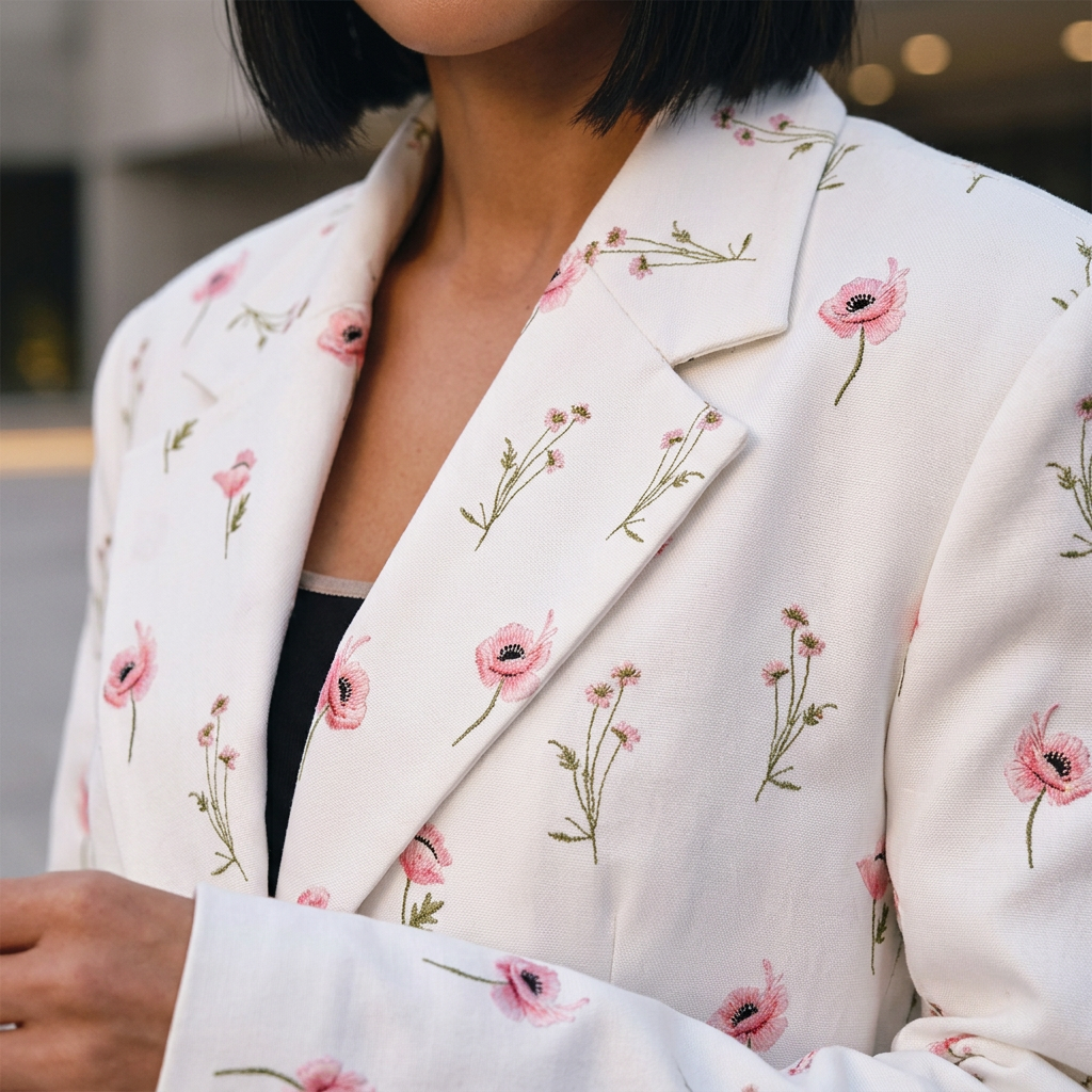 Bay Lara Women's Suit Jacket | Floral Print, Oversized Fit