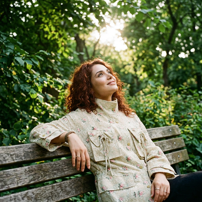 Evelyn Women's Trench Coat | Lace Floral Print, Elegant Design