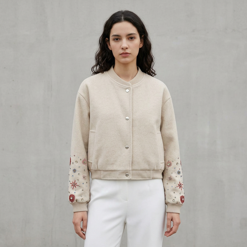 Mila Women's Jacket | Cropped Tweed Bomber, Stylish Design