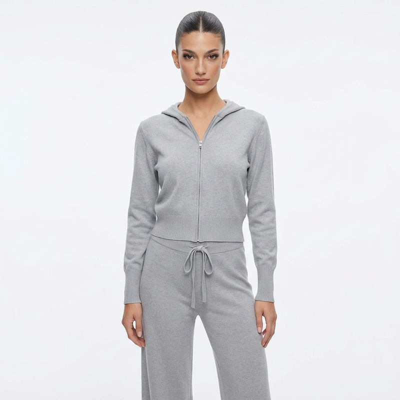 Cárdigan de punto con cremallera para mujer Demi | Cremallera de longitud completa, puños de dobladillo acanalado