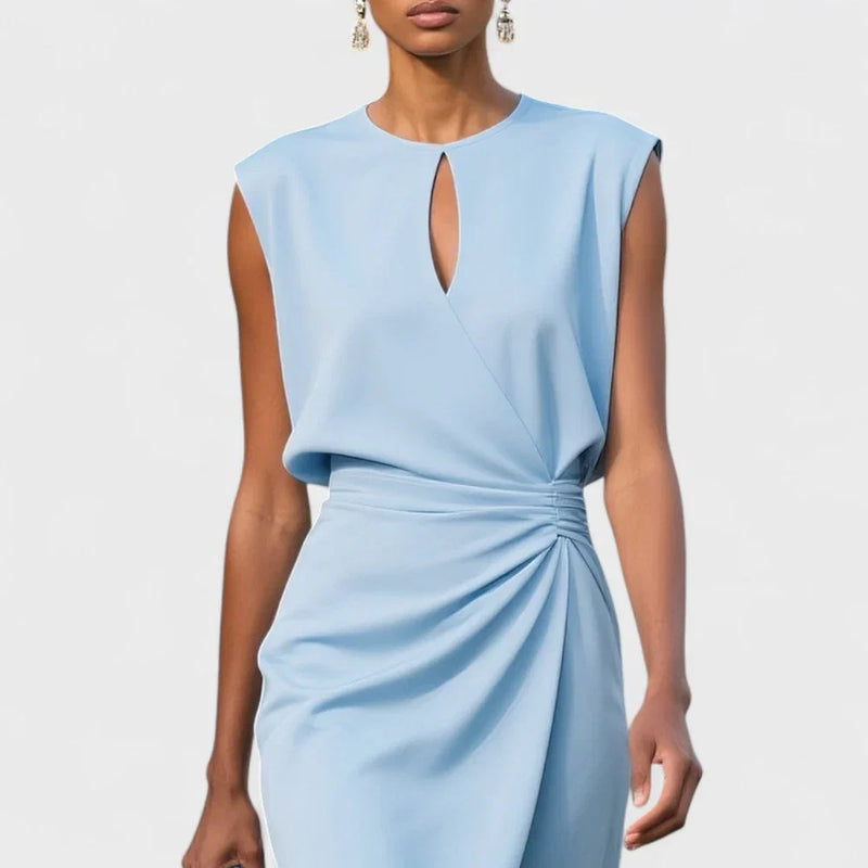 Ava Women's Midi Dress | Ruched, Sleeveless