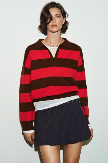 Tallulah Women's Striped Knit Polo - shown in use