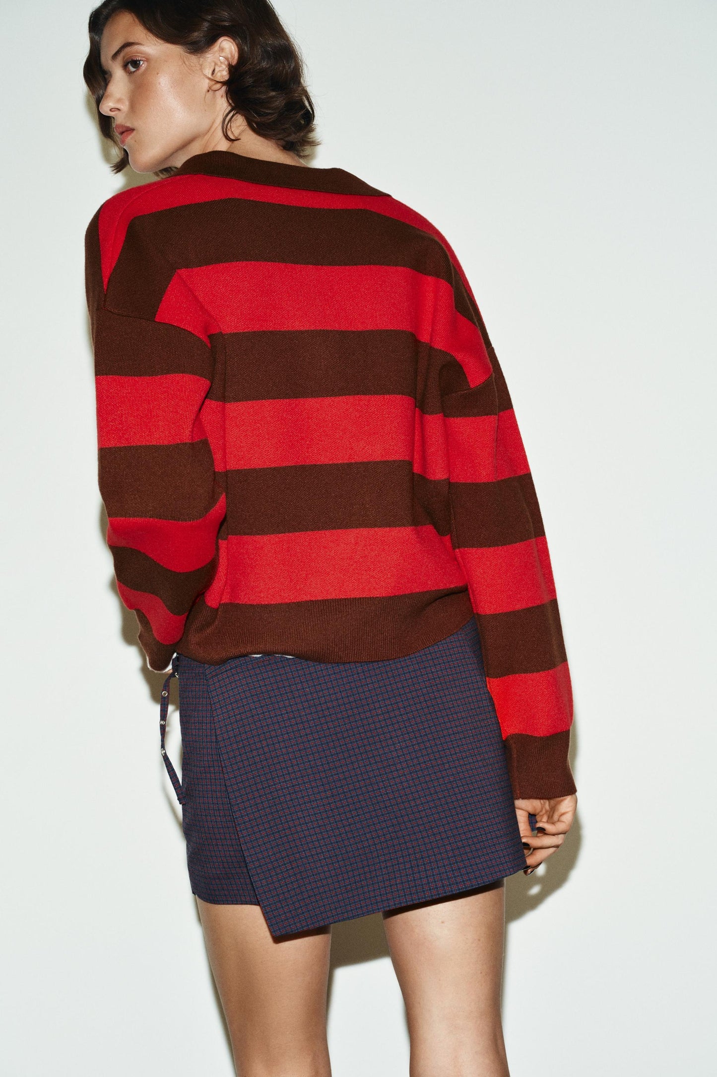 Tallulah Women's Striped Knit Polo - front view