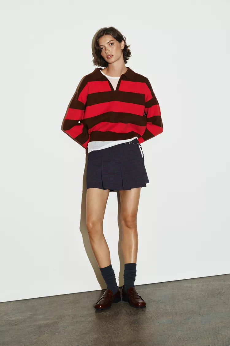 Tallulah Women's Striped Knit Polo - styled view