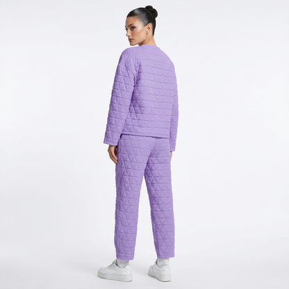 Conjunto de lounge para mujer Eliana | Punto acolchado geométrico, conjunto de dos piezas