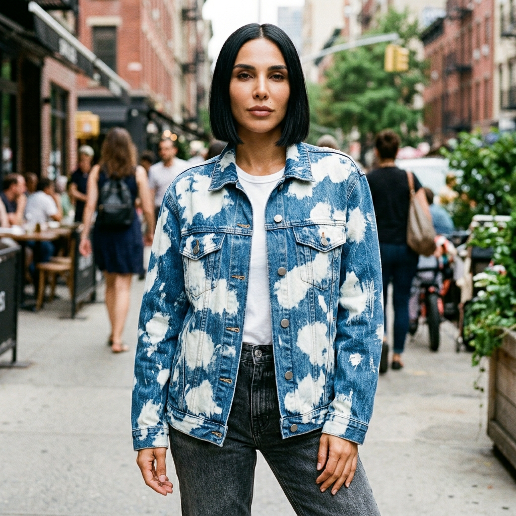 Luna Women's Denim Jacket | Cloud-Wash Tie-Dye, Oversized Fit