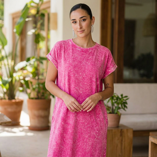 Zola Women's T-Shirt Dress | Exposed Seam, Washed Cotton