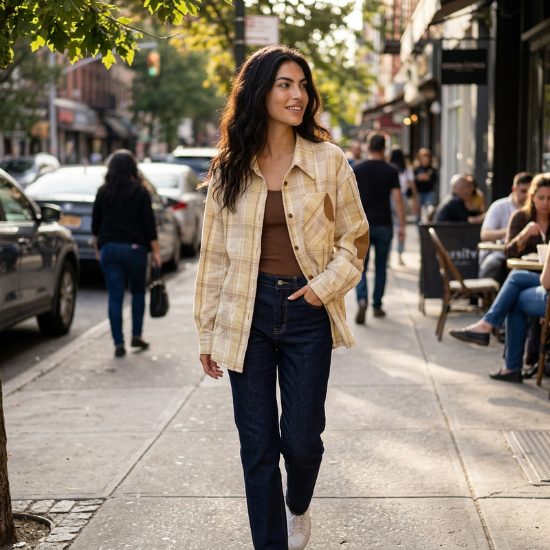 Evelyn Women's Flannel Shirt | Color Block Plaid, Oversized Fit