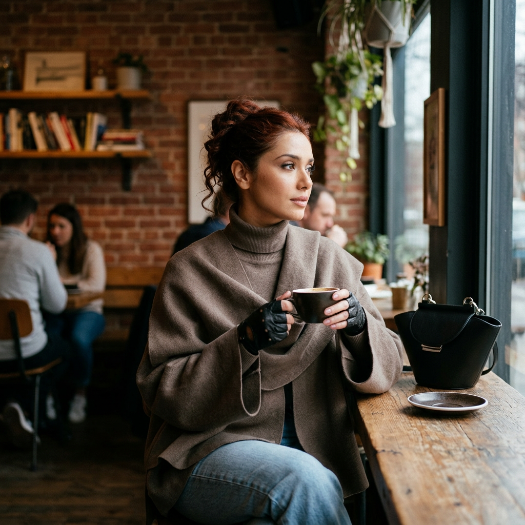 Abrigo Capa para Mujer Ava | Tejido de Punto Cálido, Cuello de Bufanda Elegante