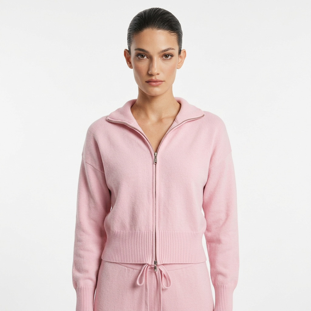 Cárdigan de punto con cremallera para mujer Demi | Cremallera de longitud completa, puños de dobladillo acanalado