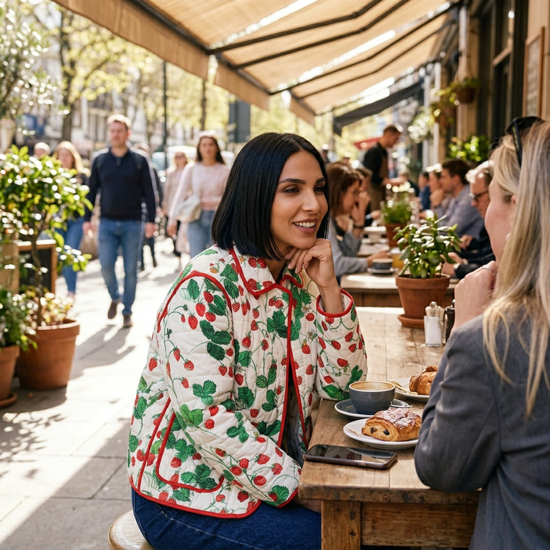Chaqueta Acolchada para Mujer Poppy | Estampado Floral, Corte Casual Boxy