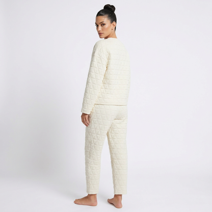 Conjunto de lounge para mujer Eliana | Punto acolchado geométrico, conjunto de dos piezas