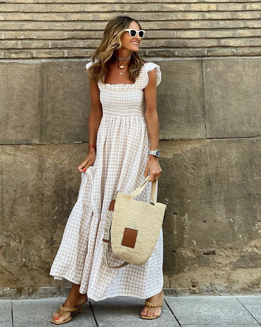 Elena Women's Ruffled Maxi Dress - front view