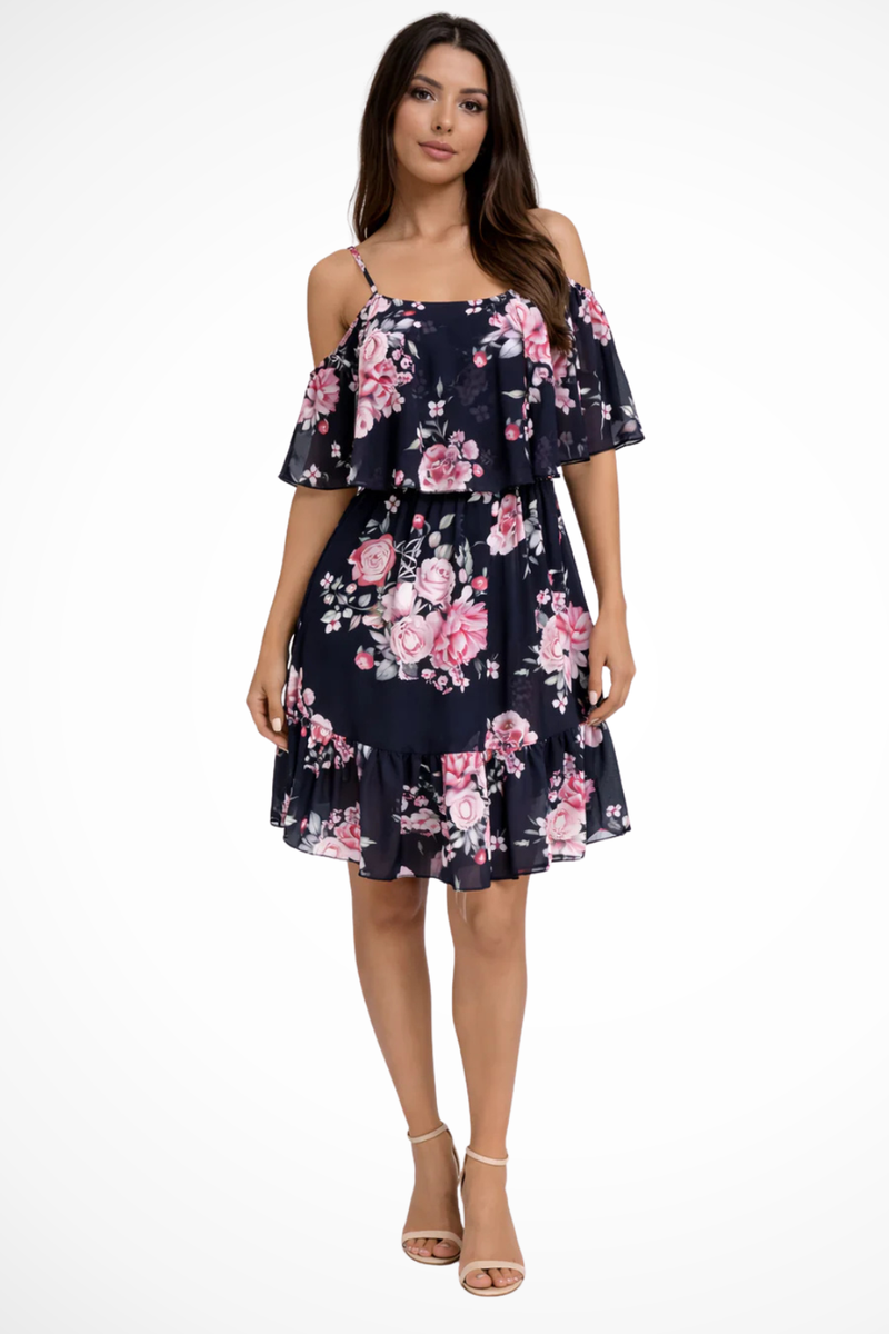 Talia Women's Floral Dress - fabric and finish detail