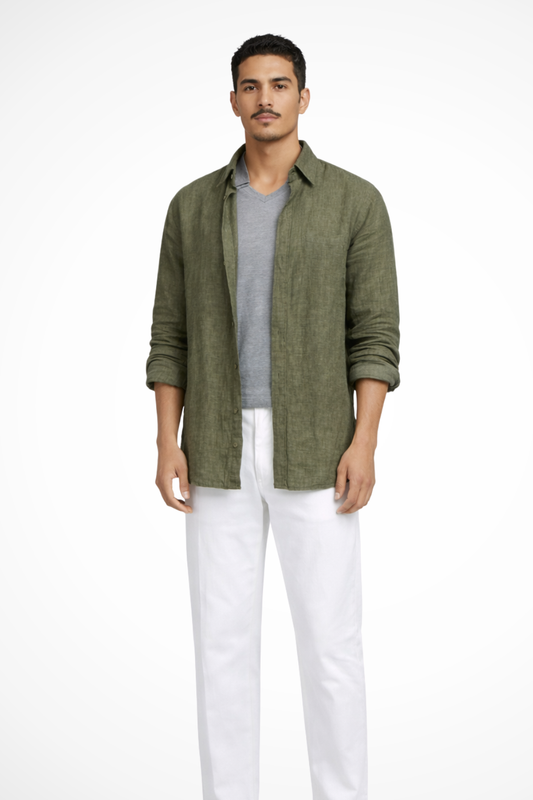 Reuben Men's Linen Shirt - front view