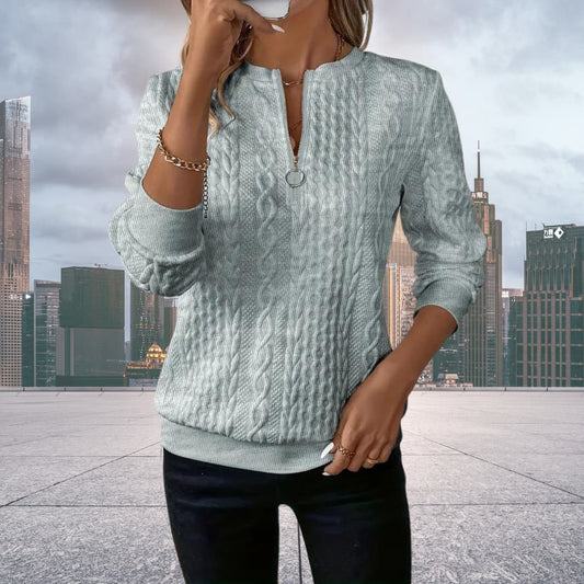 Ava Women's Cable Knit Sweater - styled view
