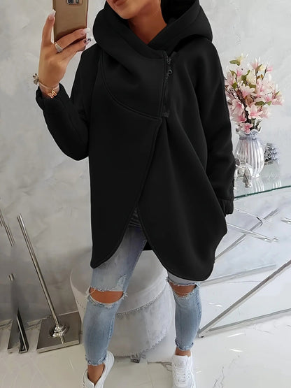 Mira Women's Asymmetric Hoodie - flat lay