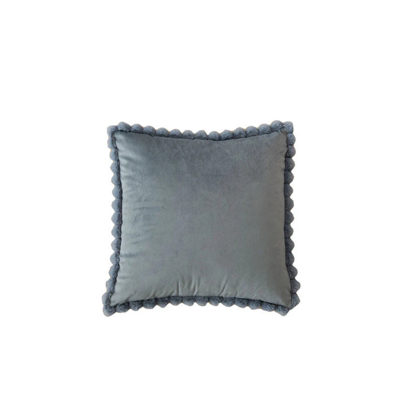 Velvet Pom-Pom Trim Cushion Cover