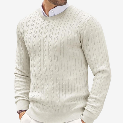 Marlow Men's Cable Knit Sweater - styled view