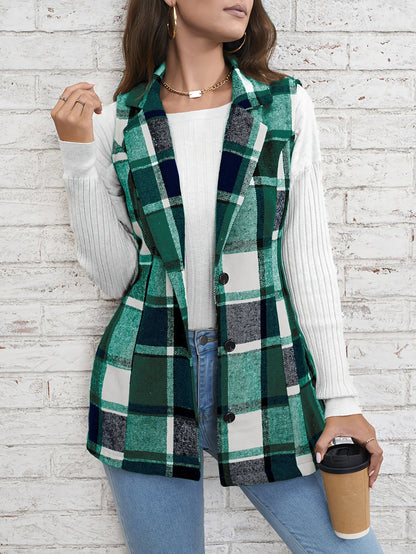 Winona Women's Plaid Vest - front view