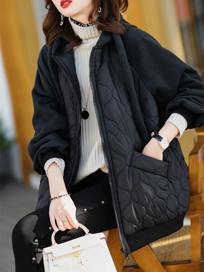 Mabel Women's Quilted Hoodie - close-up detail