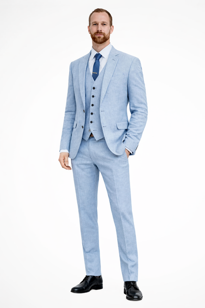 Fabian Men's Linen Vest - fabric and finish detail