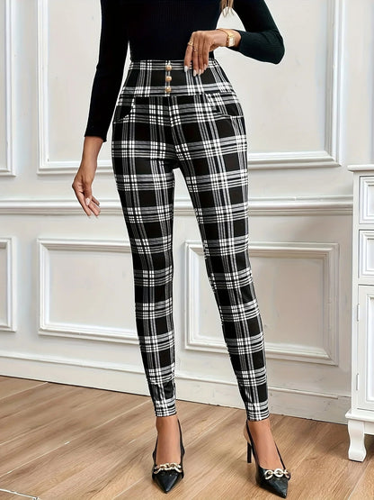 Odette Women's Plaid Leggings - full-length view