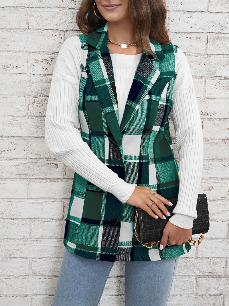 Winona Women's Plaid Vest - shown in use