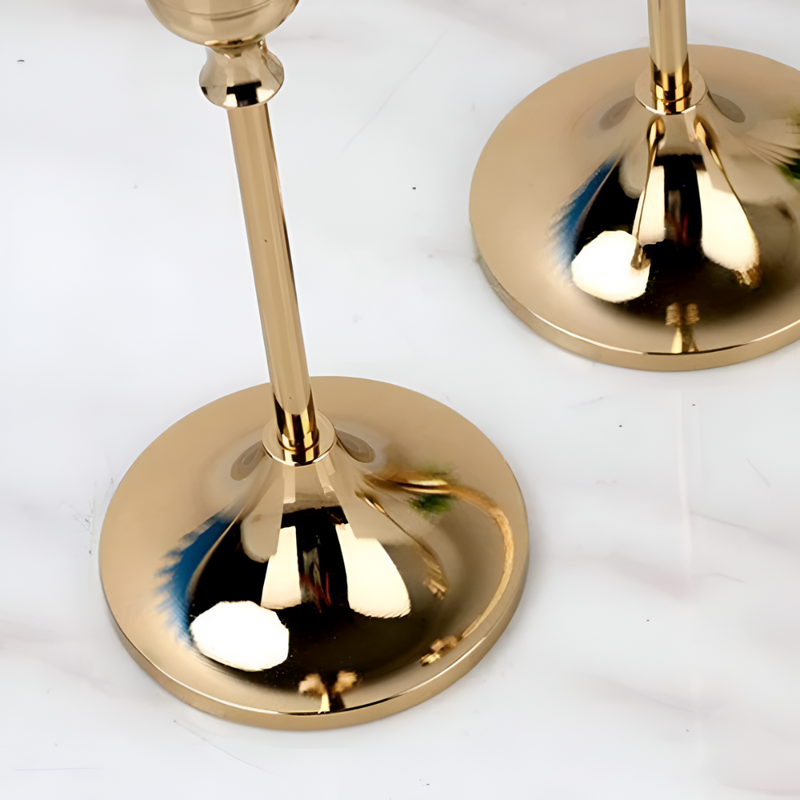 Vintage Gold Taper Candle Holders | Set of 3