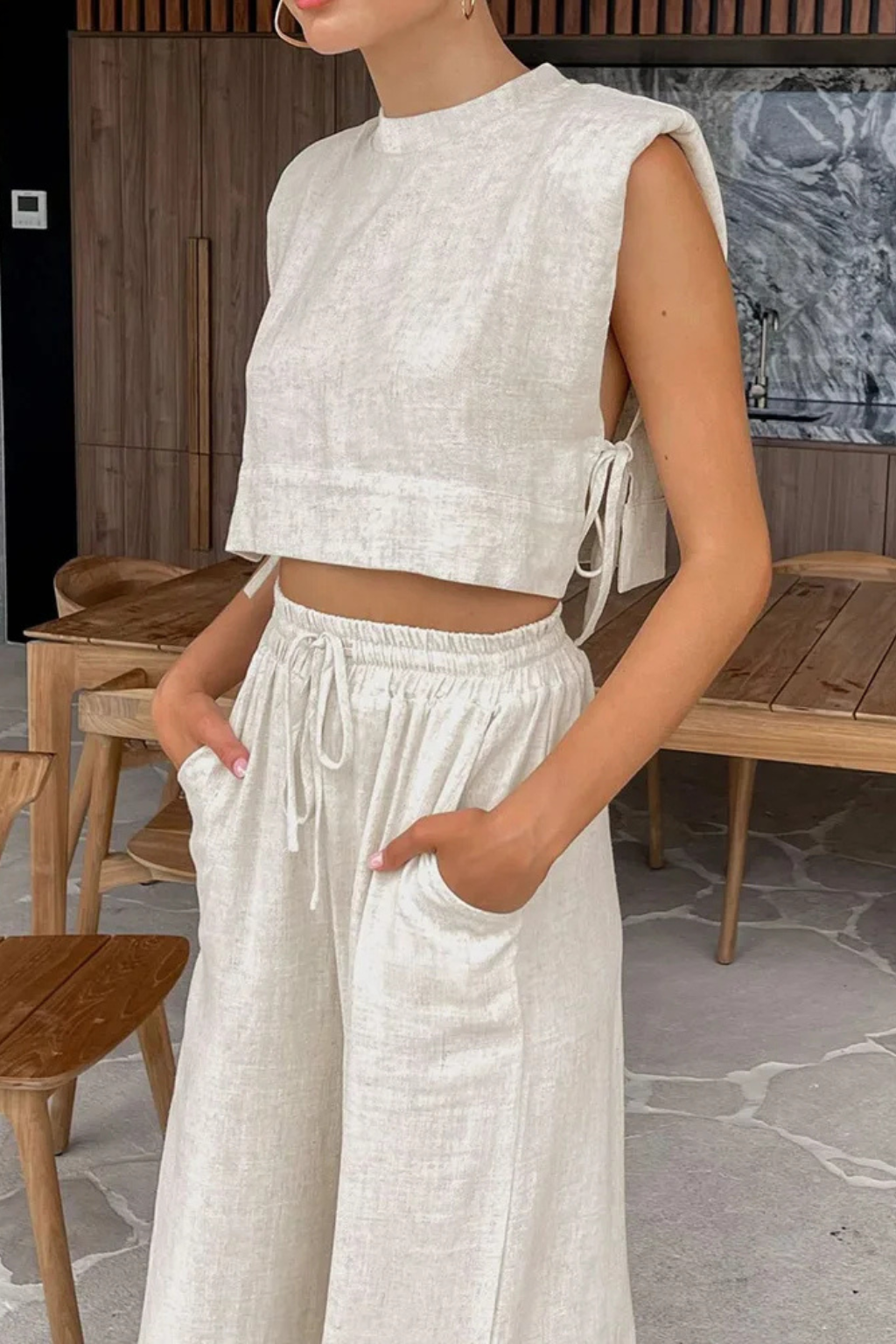 Vienna Women's Wide Leg Trousers - styled view