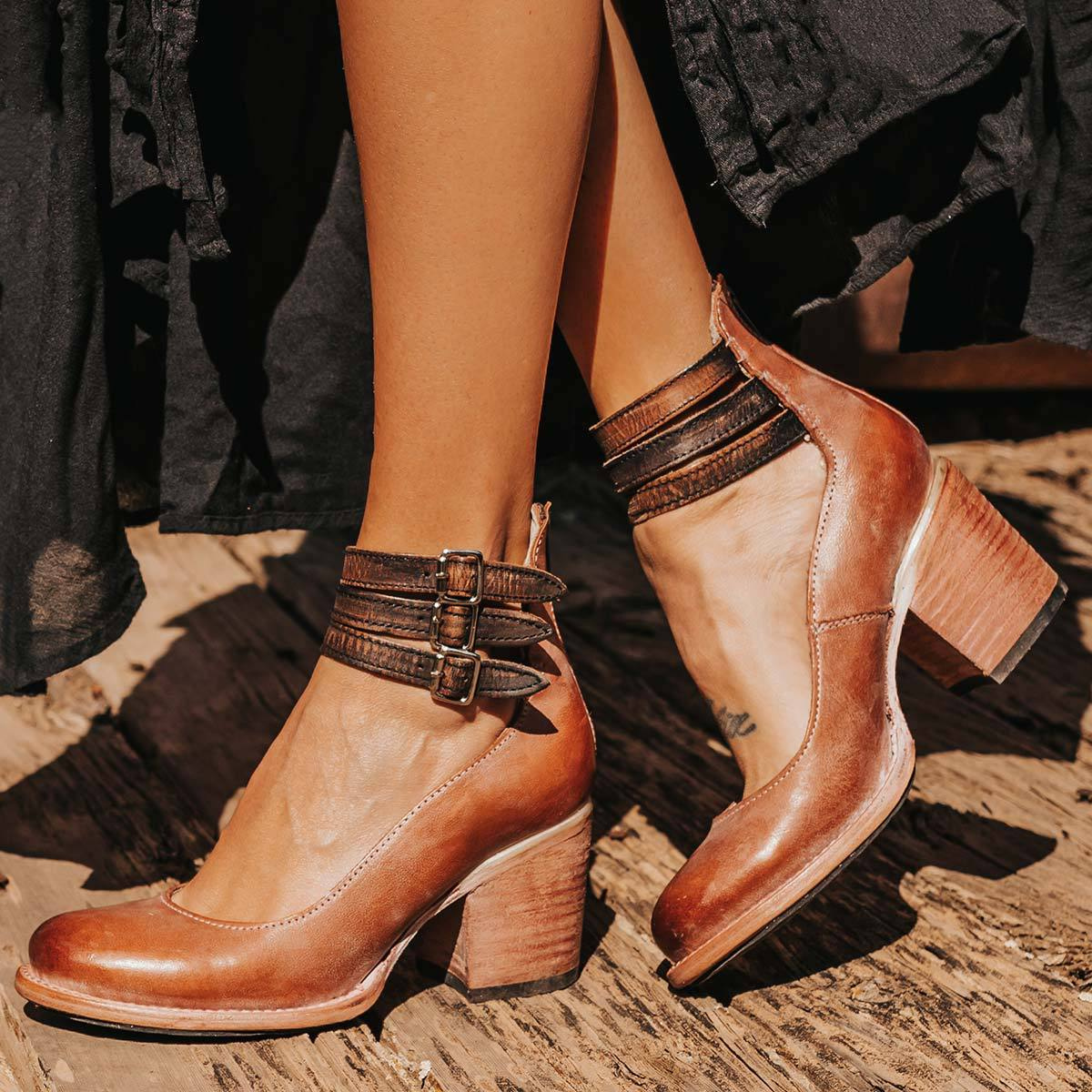 Ava Women's Block Heel Ankle Boots - full-length view