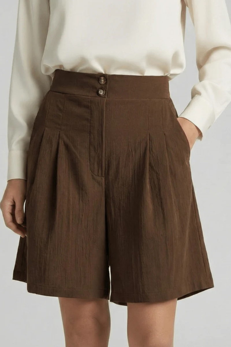Elise Women's Pleated Shorts - shown in use