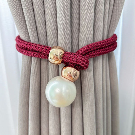 Lustrous Pearl Curtain Tie Backs | Faux Pearl, Adjustable 2-Pack