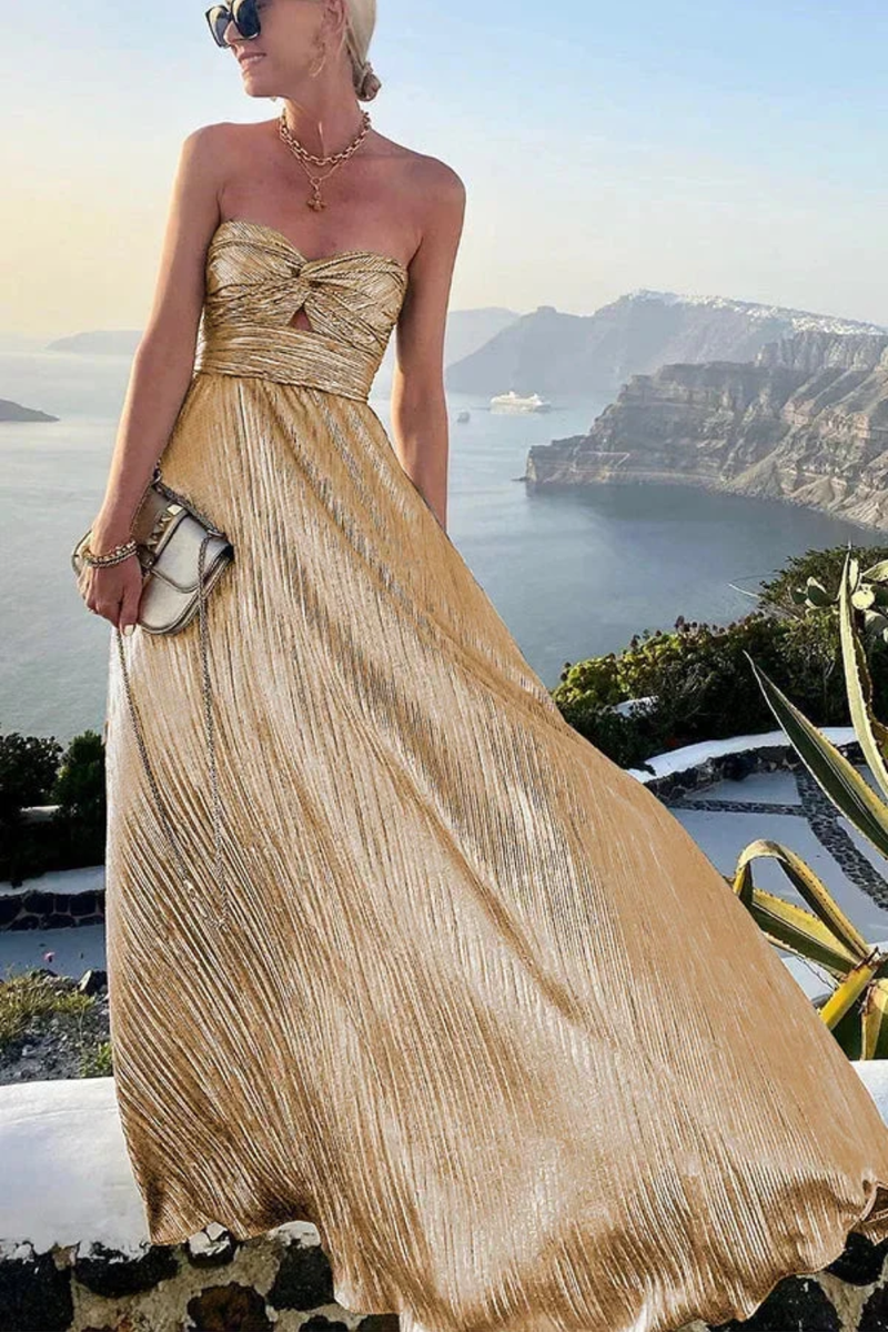 Uma Women's Pleated Maxi Dress - shown in use