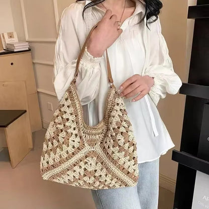 Wilda Women's Crochet Crochet Carryall - flat lay