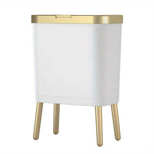 15L Odour-Sealing Trash Can with Elevated Legs – Modern Waste Bin for Kitchen and Bathroom 0