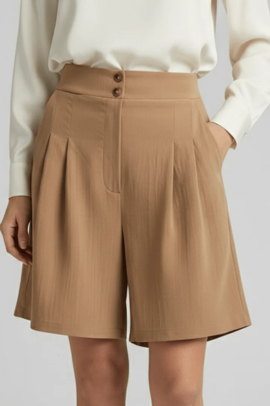 Elise Women's Pleated Shorts - styled view
