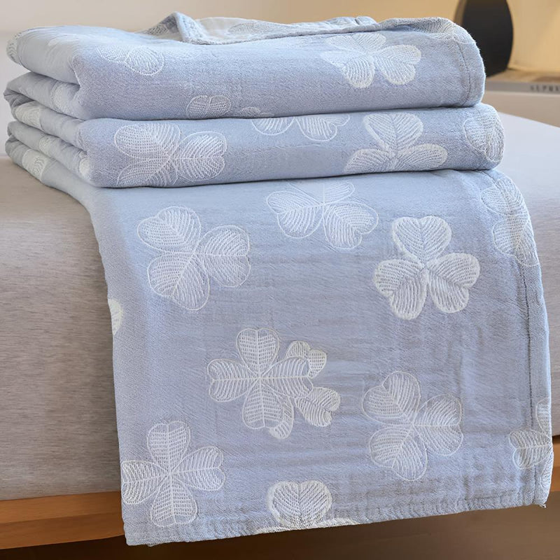 Fern Four Clover Leaf Cotton Blanket | Cotton, Year-Round