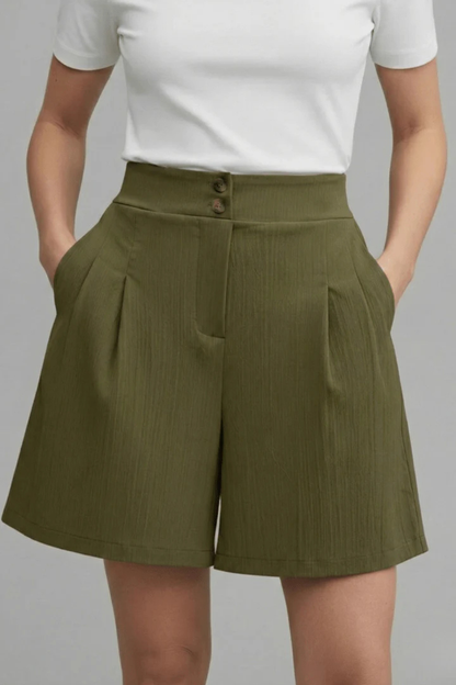 Greta Women's Pleated Shorts - styled view